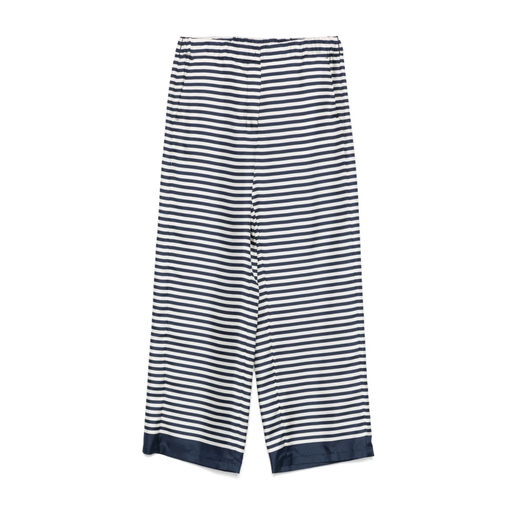 Max Mara Blauwe Gestreepte Broek met Elastische Tailleband Blue Dames