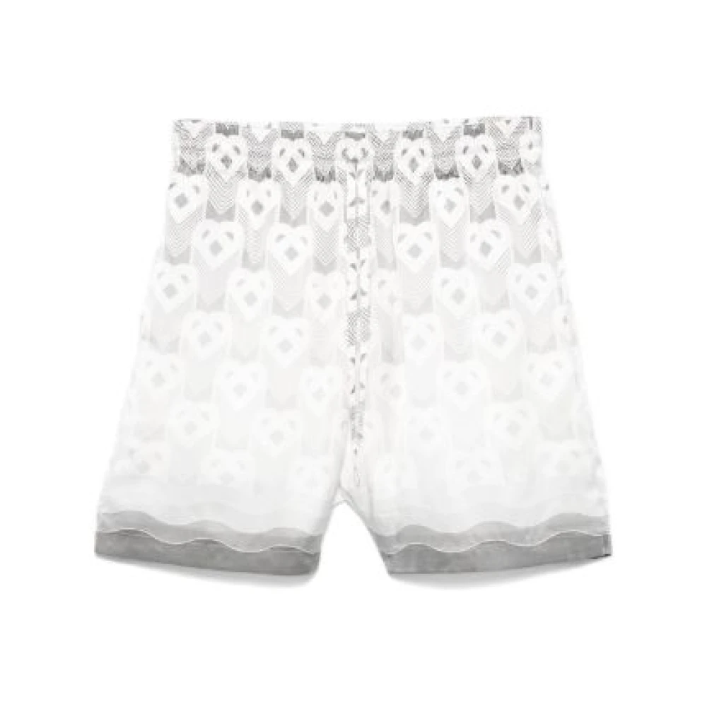 Casablanca Hart Monogram Zijden Bermuda Shorts White Heren