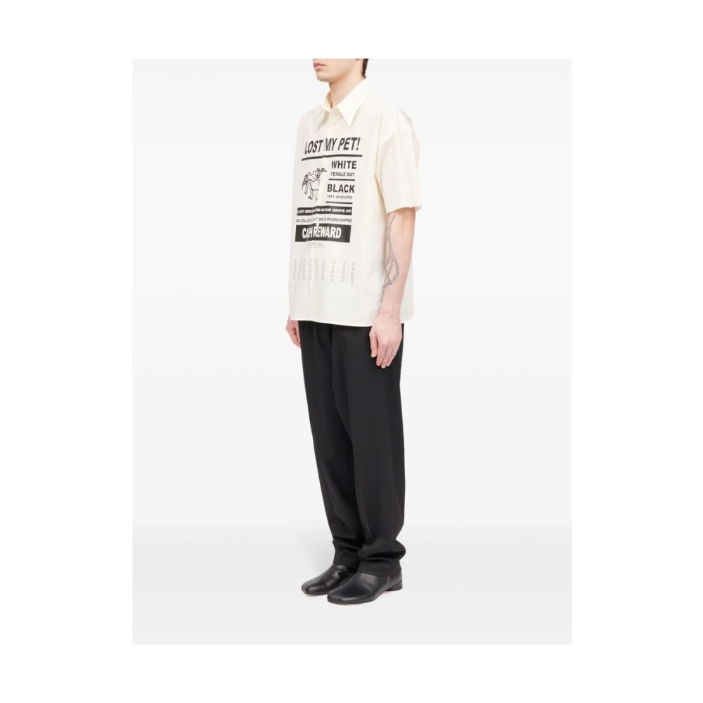 MM6 Maison Margiela Shirt met tekstprint en knoopsluiting Beige Heren