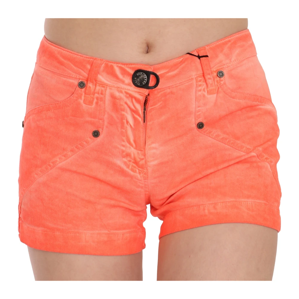 PLEIN SUD Orange Mid Waist Cotton Denim Mini Shorts - IT36 | XS - Image 2