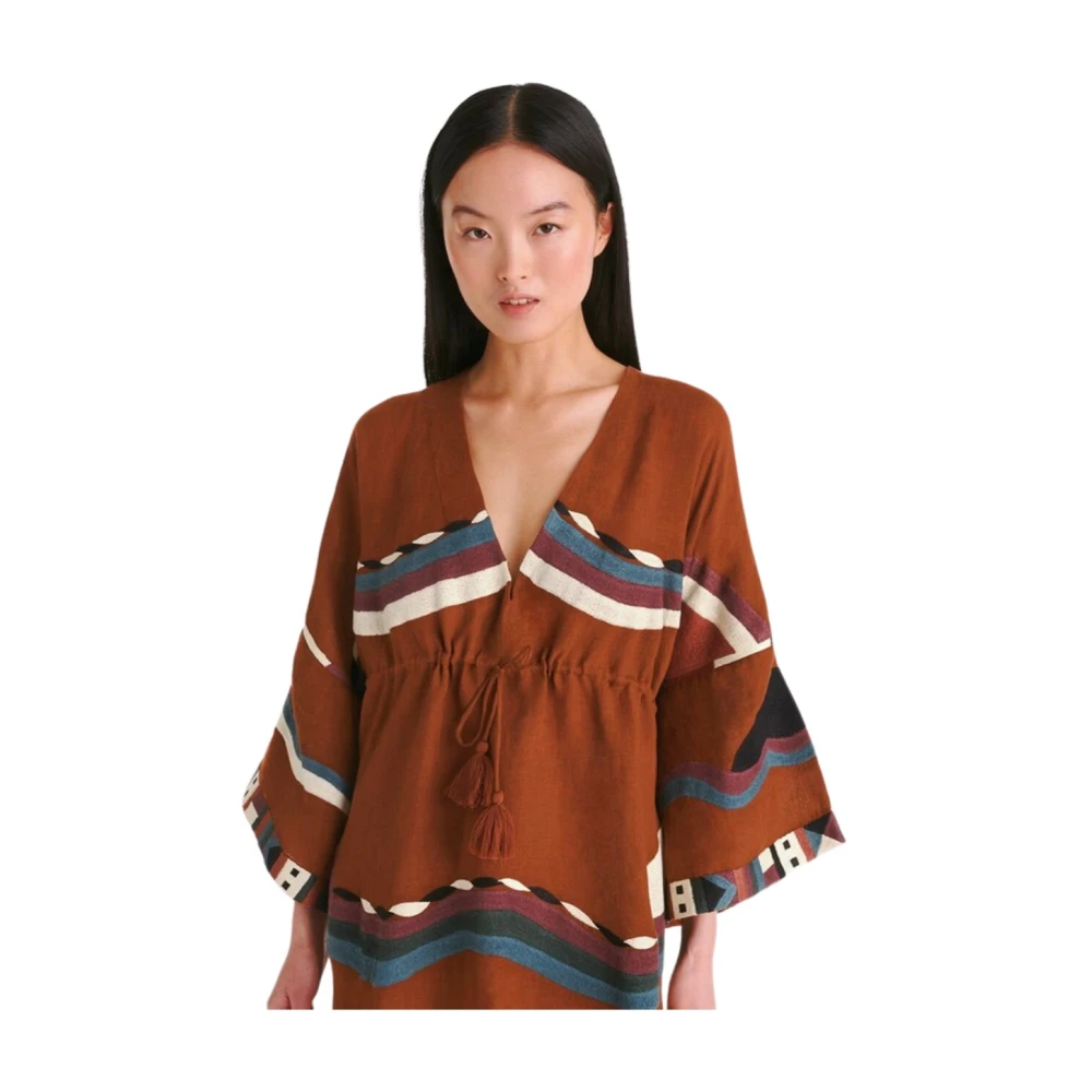 Eres Caramelo Short Kaftan voor strand Brown Dames