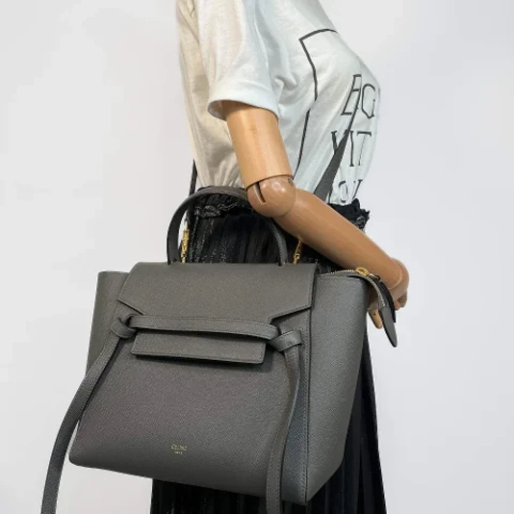 Celine Vintage Pre-owned Leather handbags Gray Dames