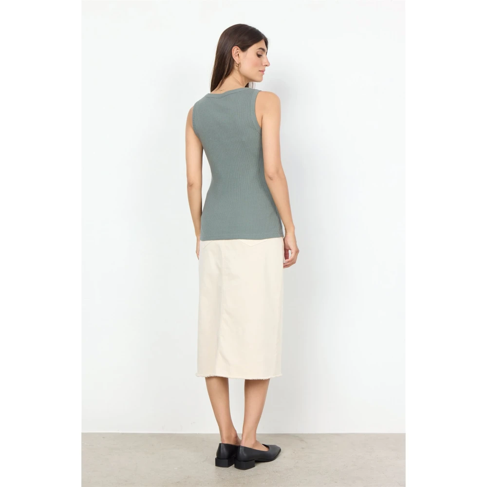 Soyaconcept Moderne Denim Rok met Split Beige Dames