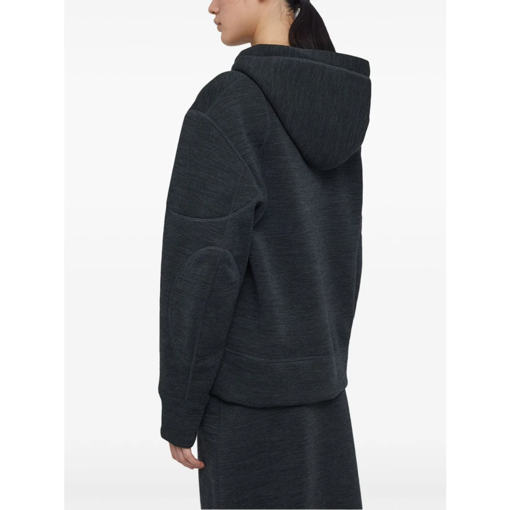 Jil Sander Grijze Wollen Hoodie Dames Sweatshirt Gray Dames