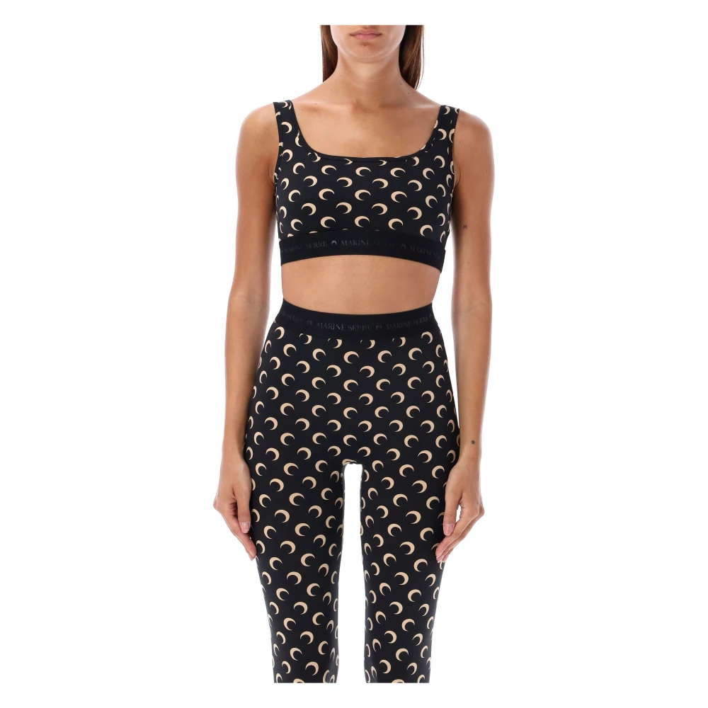 Marine Serre Zwarte Moon Sport BH Topwear Black Dames