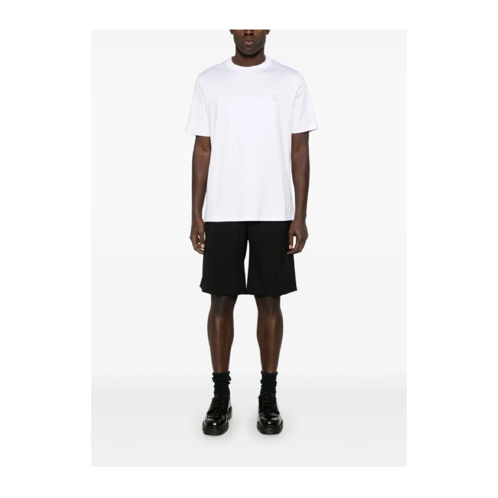 BRUNELLO CUCINELLI Bedrukte Ronde hals T-shirts White Heren