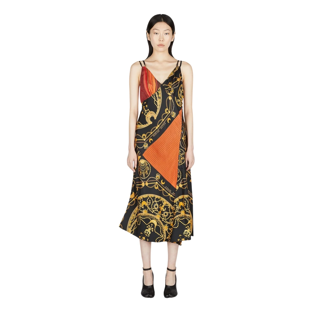 Marine Serre Women's Black Print Satin Dress - Wrap Dresses - M - Dresses