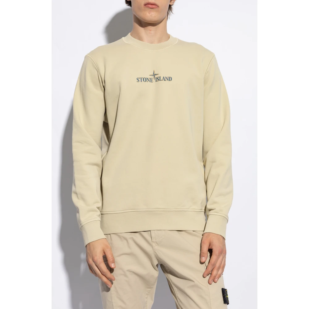 Stone Island Sweatshirt met logo Beige Heren