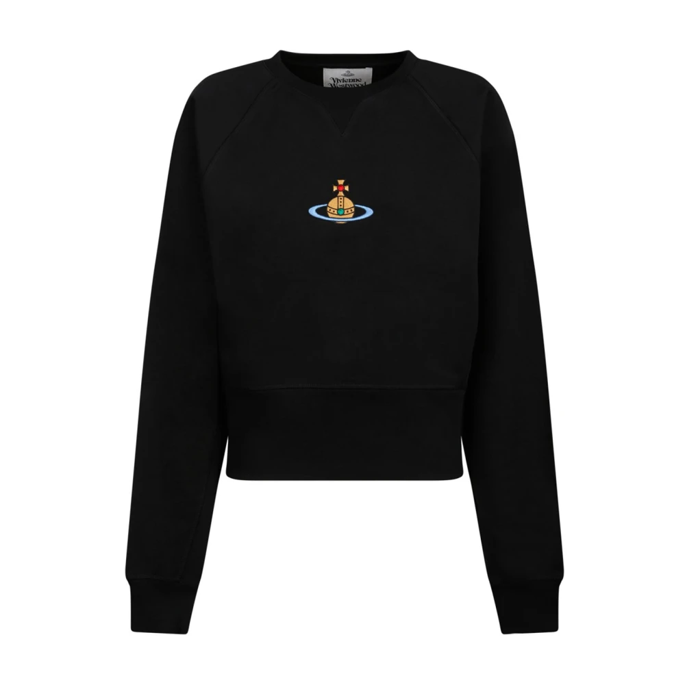Vivienne Westwood Zwarte Cropped Sweatshirt met Orb Borduurwerk Black