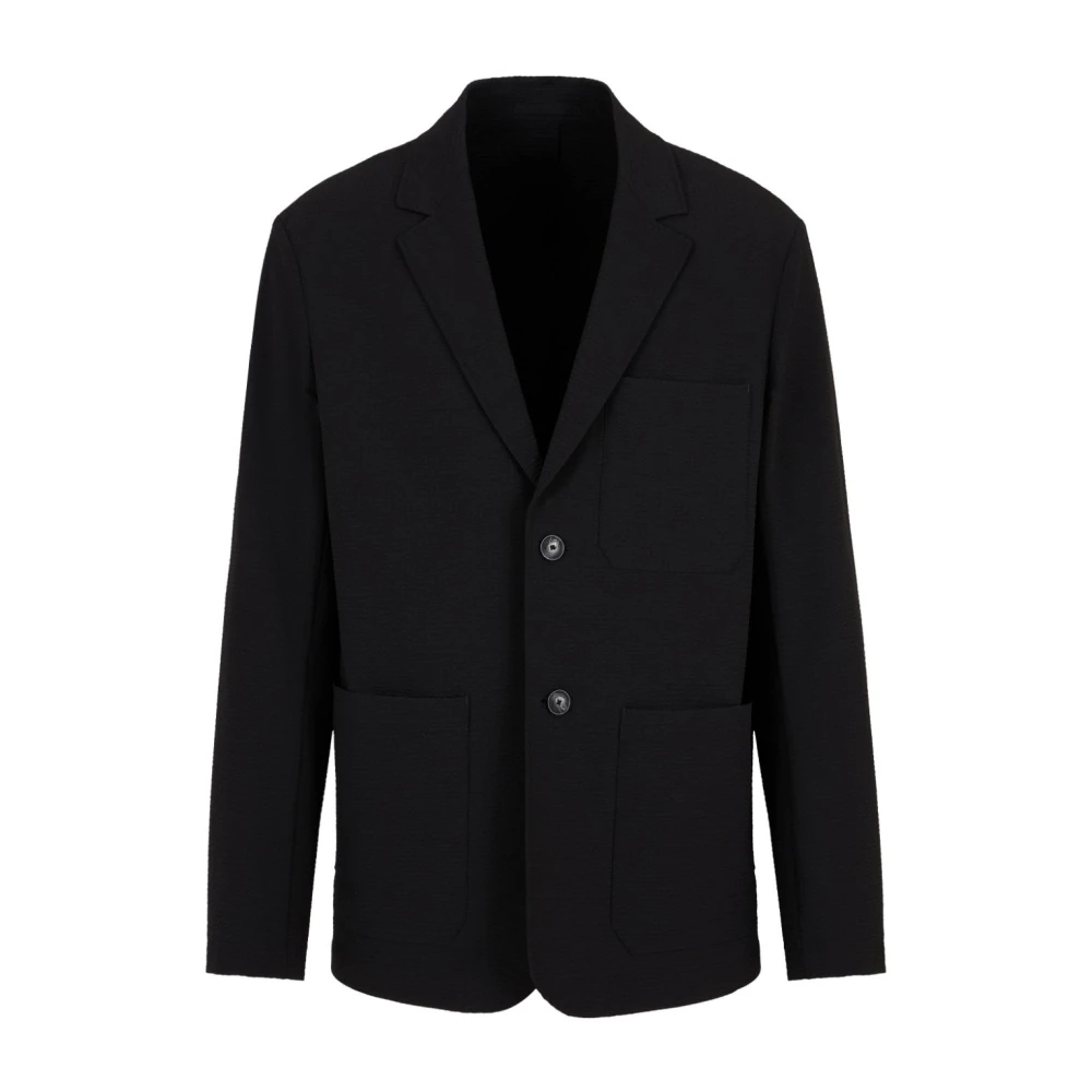 Emporio Armani Men's Black Blazers, Xl, Seersucker Jacket