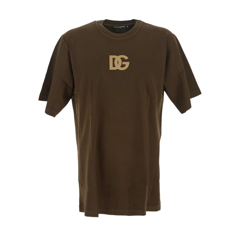 Dolce & Gabbana Katoenen Logo Print T-shirt Brown Heren
