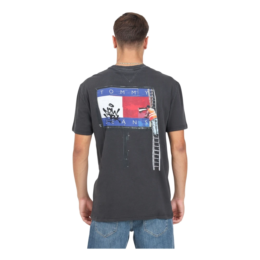 Tommy Jeans Zwarte Streetwear T-shirt Novelty 2 Black Heren