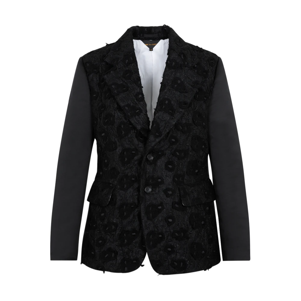 Svart Wool Jacquard-jacka