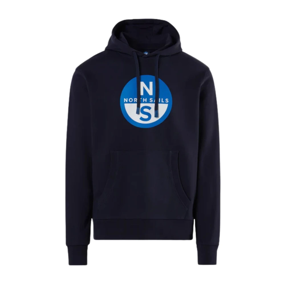 North Sails Men's Blue Cotton Hoodie With Big Logo - Hoodies - Xl - Sweatshirts & Hoodies
