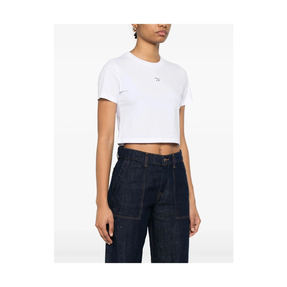 Maison Kitsuné Witte Ronde Hals Korte Mouwen T-shirt White Dames
