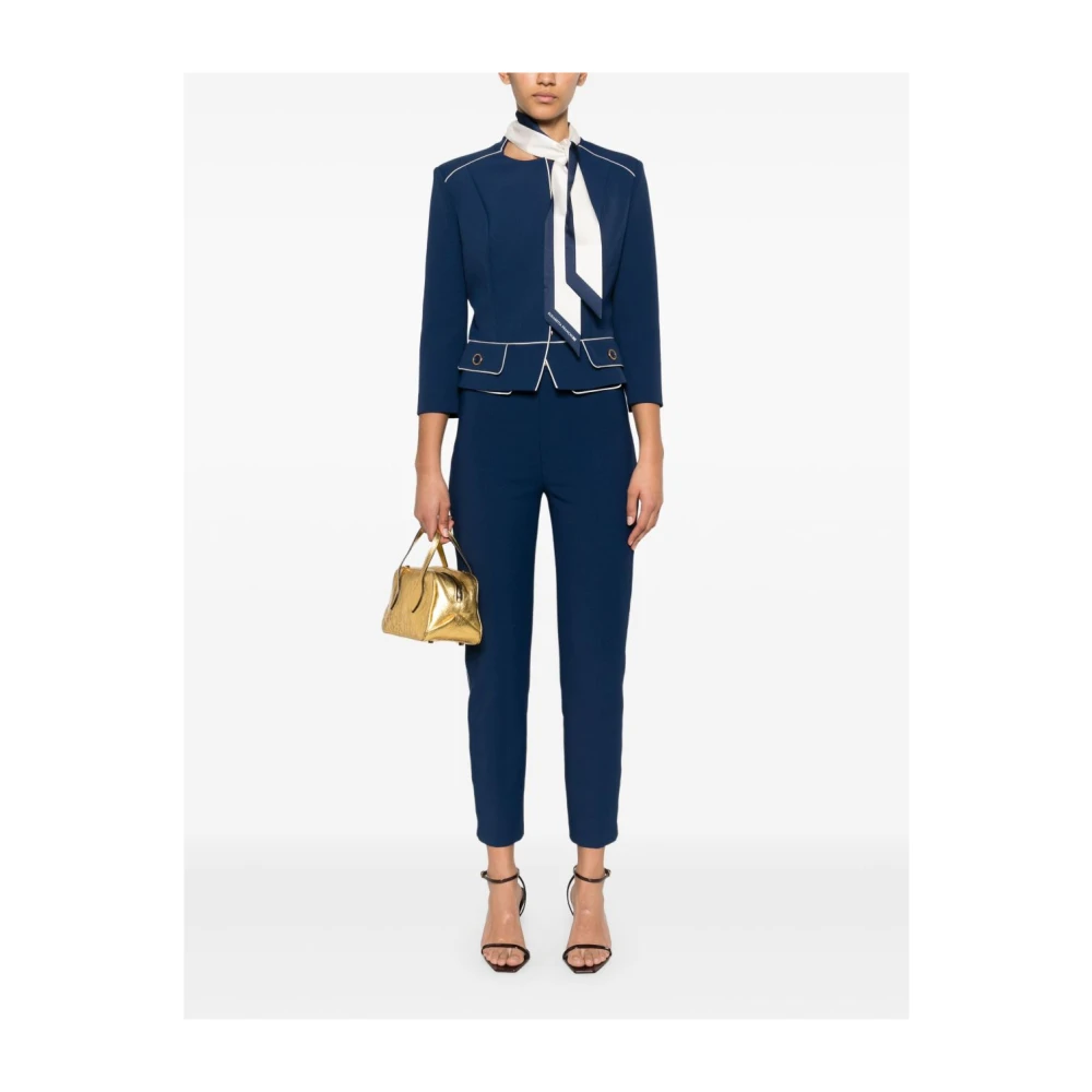 Elisabetta Franchi Blauw en witte buitenkleding jas Blue Dames