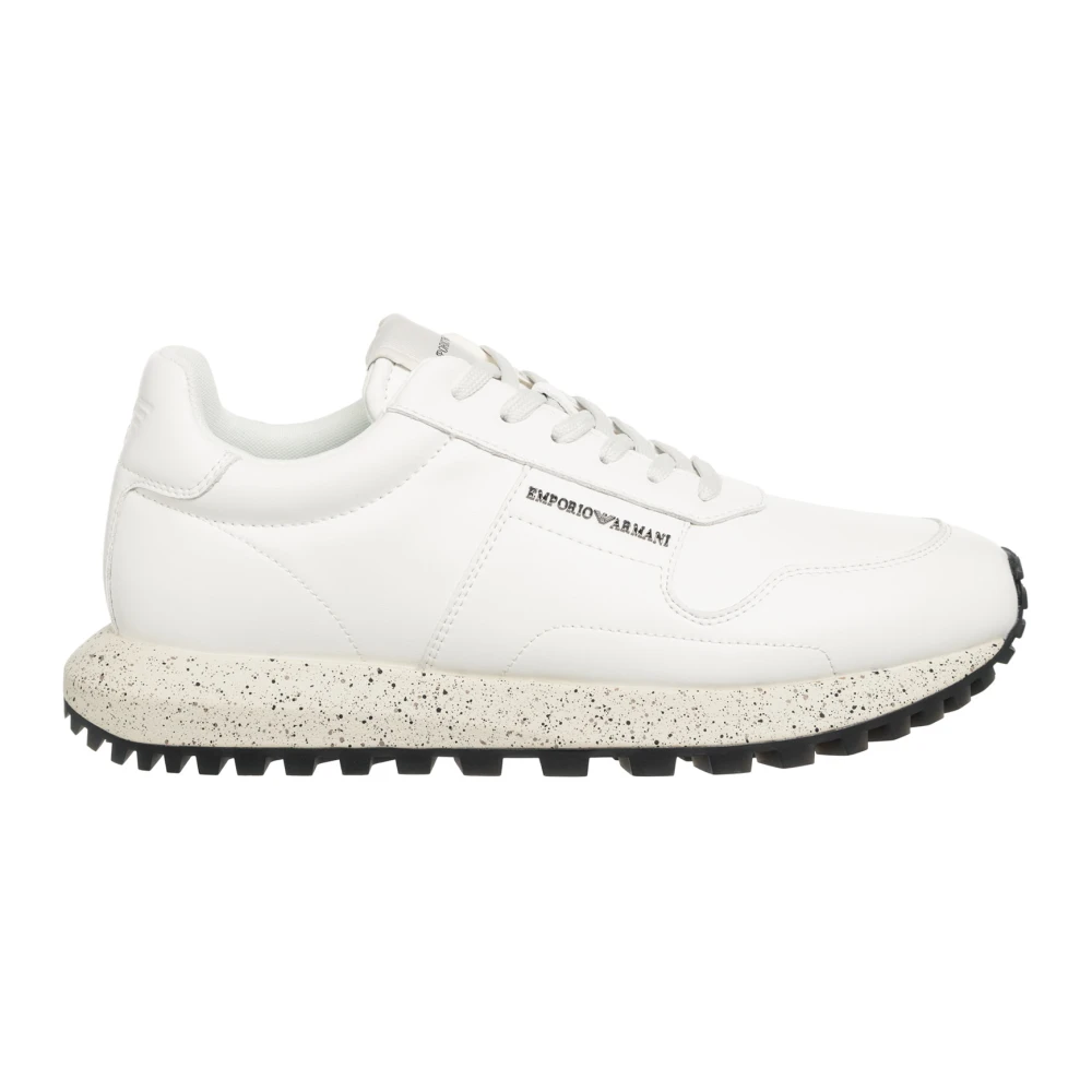 Emporio Armani Läder Snörning Sneakers White, Herr