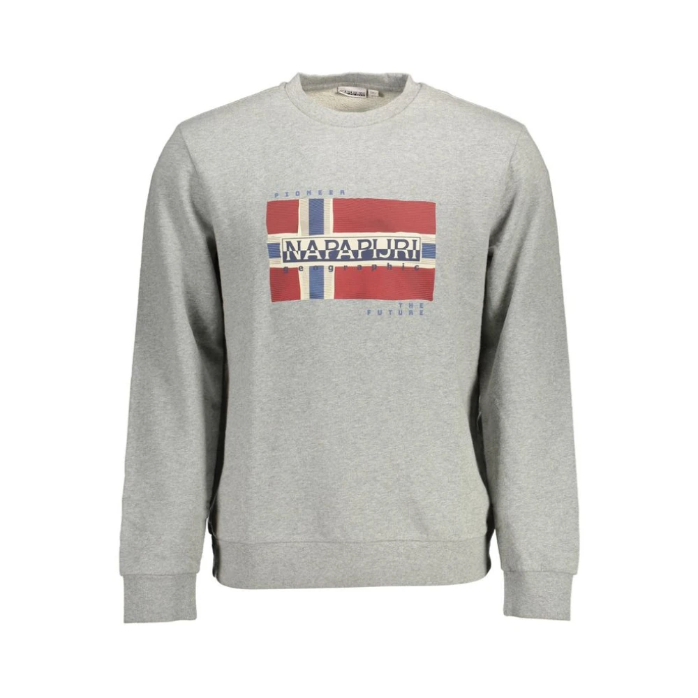 Napapijri , Sweatshirts, Male, Gray, 2XL, Cotton Jumper