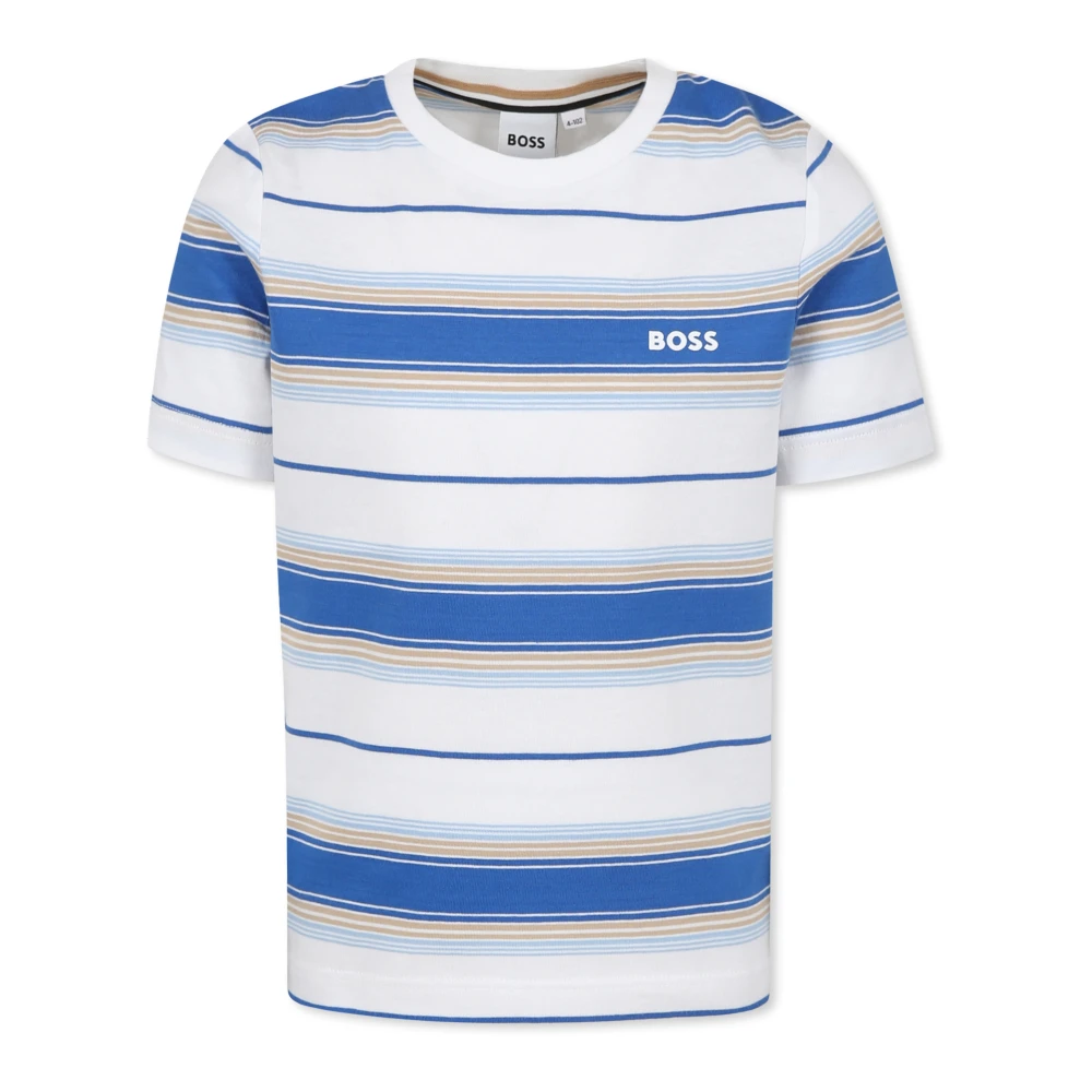 Hugo Boss Randig bomullst-shirt med logotyp White, Unisex