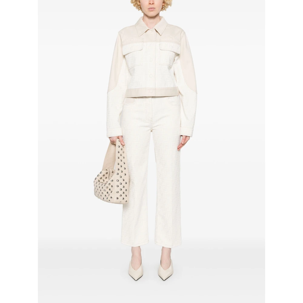 Fendi Witte Denim Jeans met FF Motief White Dames