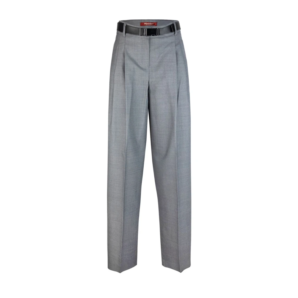 Max Mara Studio Wollen Gabardine Broek Gray Dames