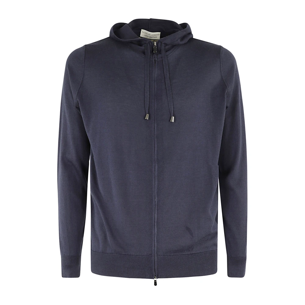 Filippo De Laurentiis Cashmere Hoodie Med Dragkedja Blue, Herr