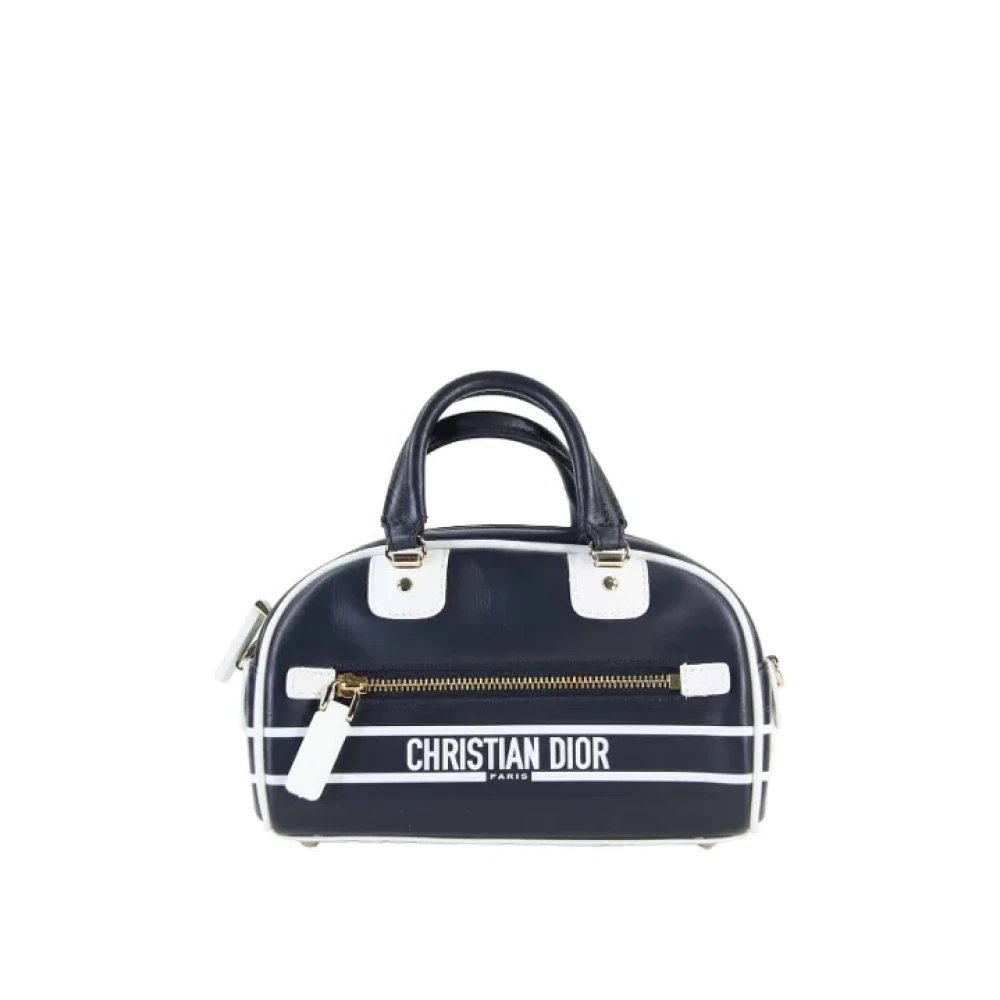 Dior Vintage Pre-owned Leather handbags Blue Dames