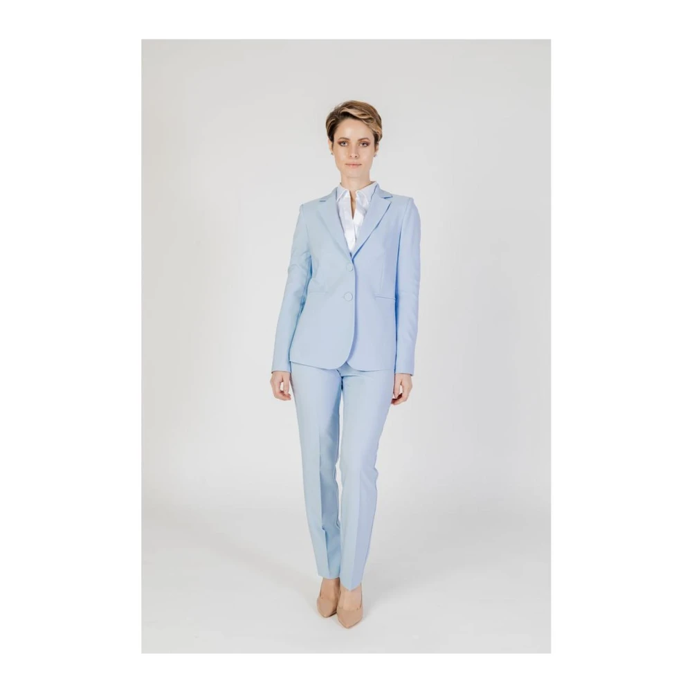 Sandro Ferrone Reguliere pasvorm polyester broekencollectie Blue Dames