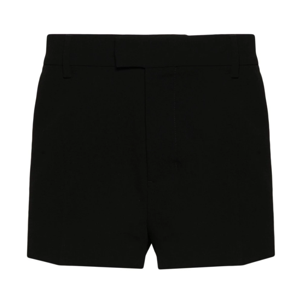 Ami Paris Zwarte Wol Crepe Shorts Black Heren