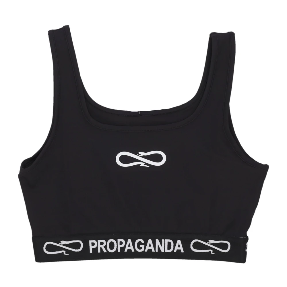 Propaganda Logo Crop Top Vest Zwart Black Dames