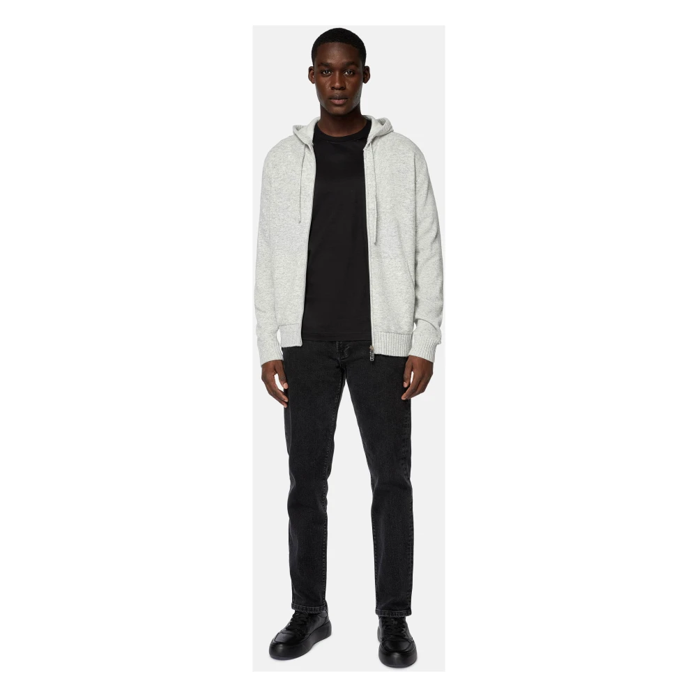 Boggi Milano Cashmere Blend Full-Zip Hoodie Gray Heren