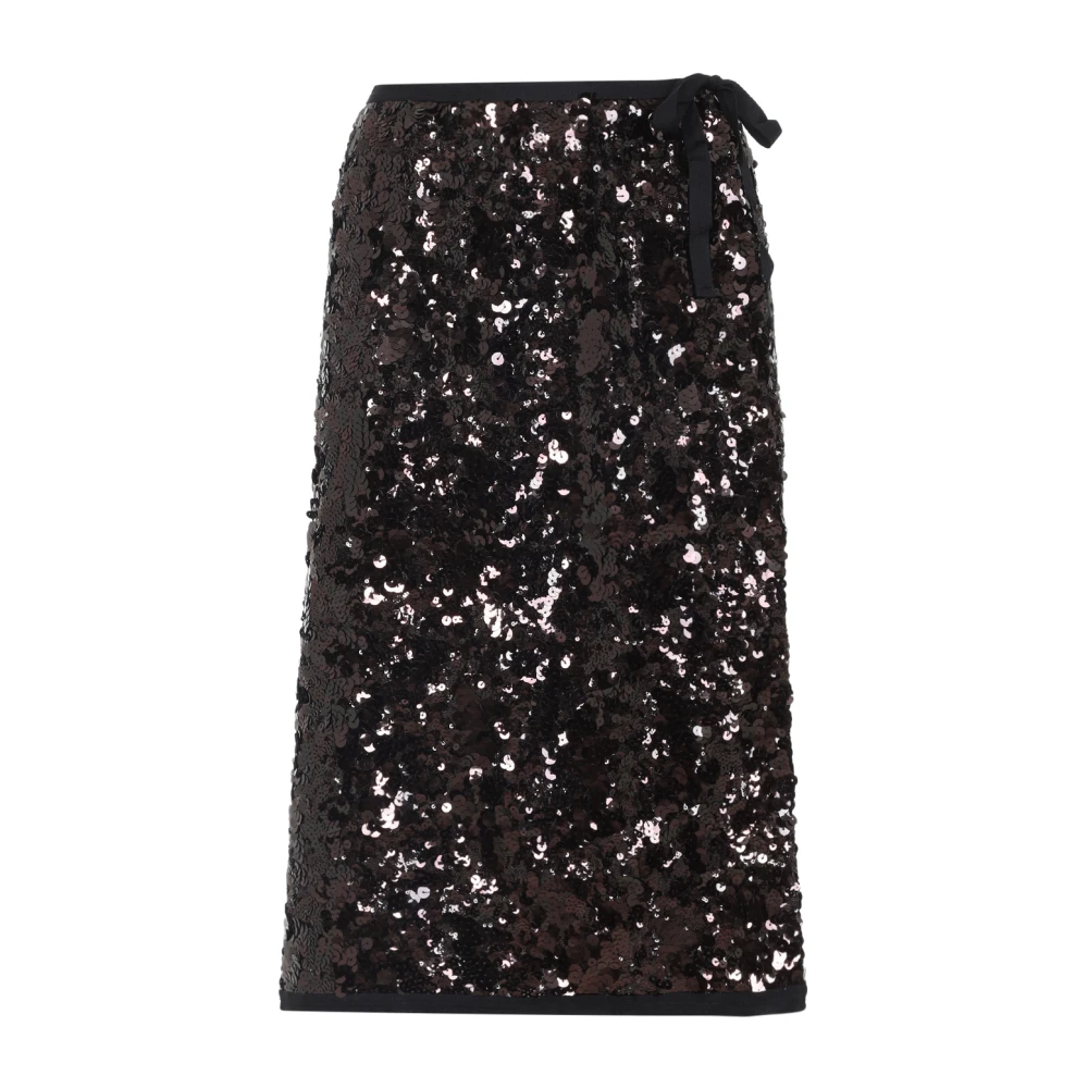 Prada Women's Black Embroidered Sequin Skirt - Midi Skirts - Xs - Skirts