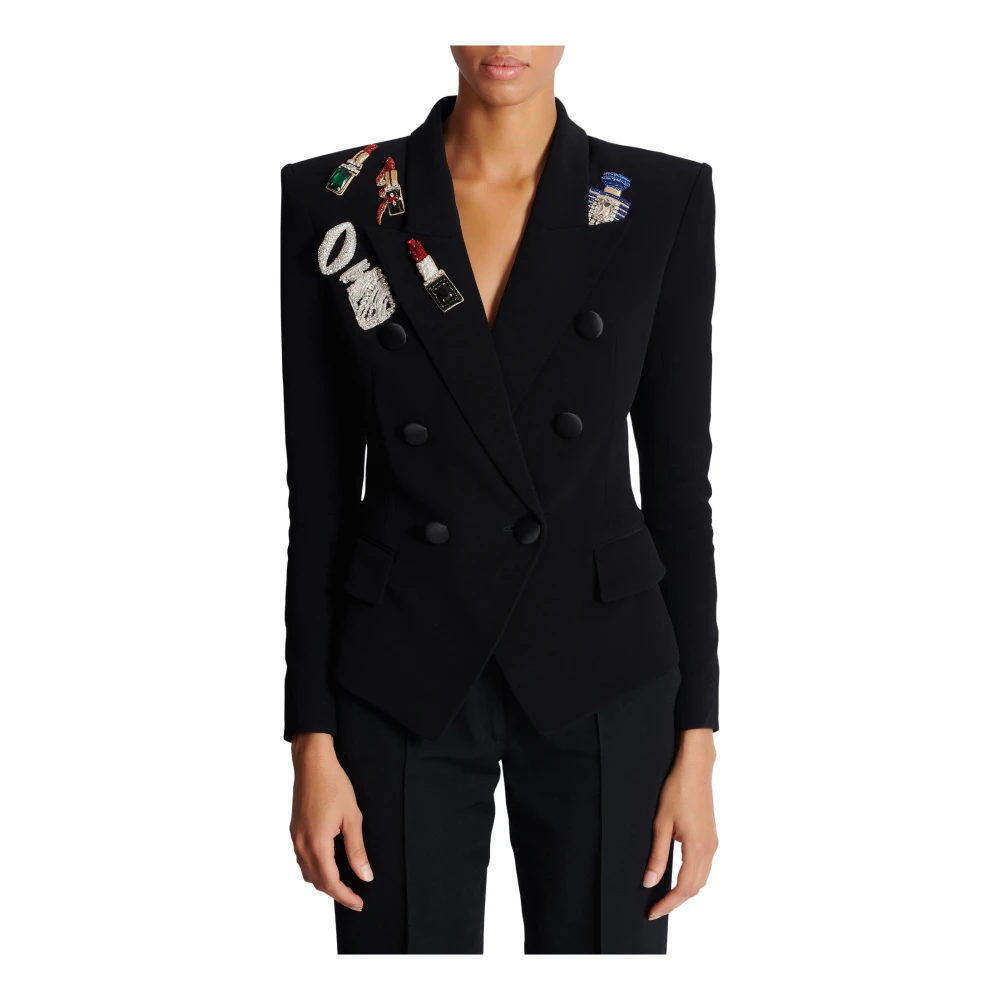 Balmain Aansluitend jasje met 6 knopen en patches Black Dames