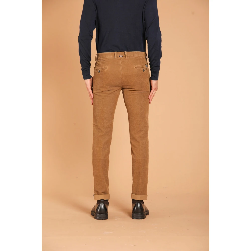 Mason's Fluweel Gestreepte Slim Fit Chino Broek Brown Heren