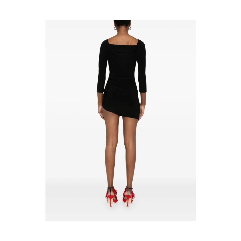 Norma Kamali Zwarte Gedrapeerde Off-Shoulder Jurk Black Dames