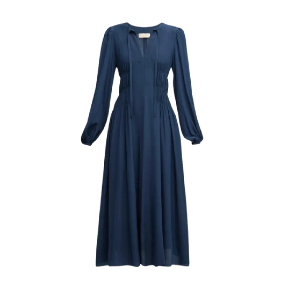 Ulla Johnson Rouen Midi Jurk met Elastische Ruches Blue Dames