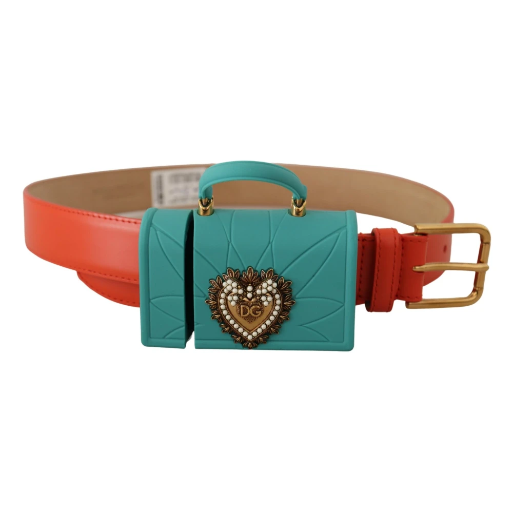 Dolce & Gabbana Orange Belts, Female, One Size, Devotion Heart Micro Bag Headphones Belt