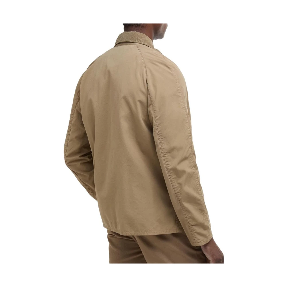 Barbour Beige Katoenen Jas met Rits en Knopen Beige Heren
