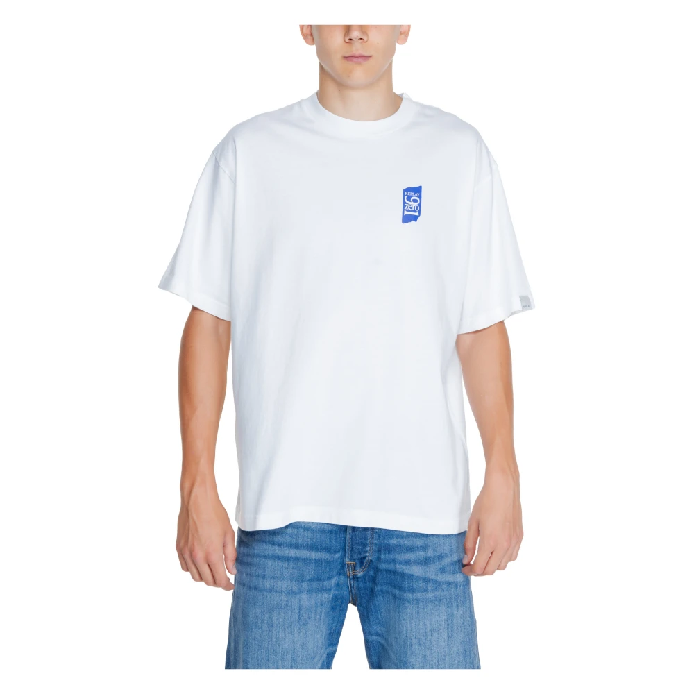 Replay Wit Katoenen T-Shirt White Heren