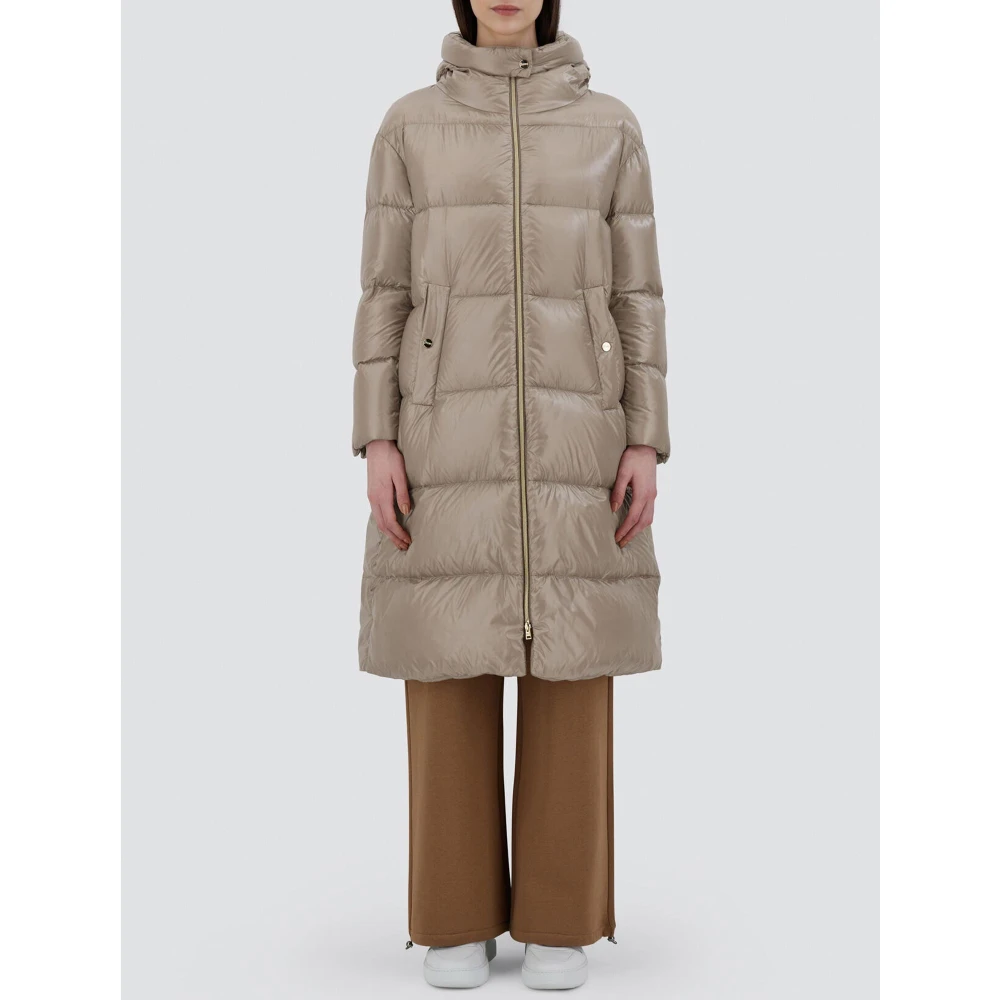 Herno Gewatteerde Duifgrijze Jas Beige Dames