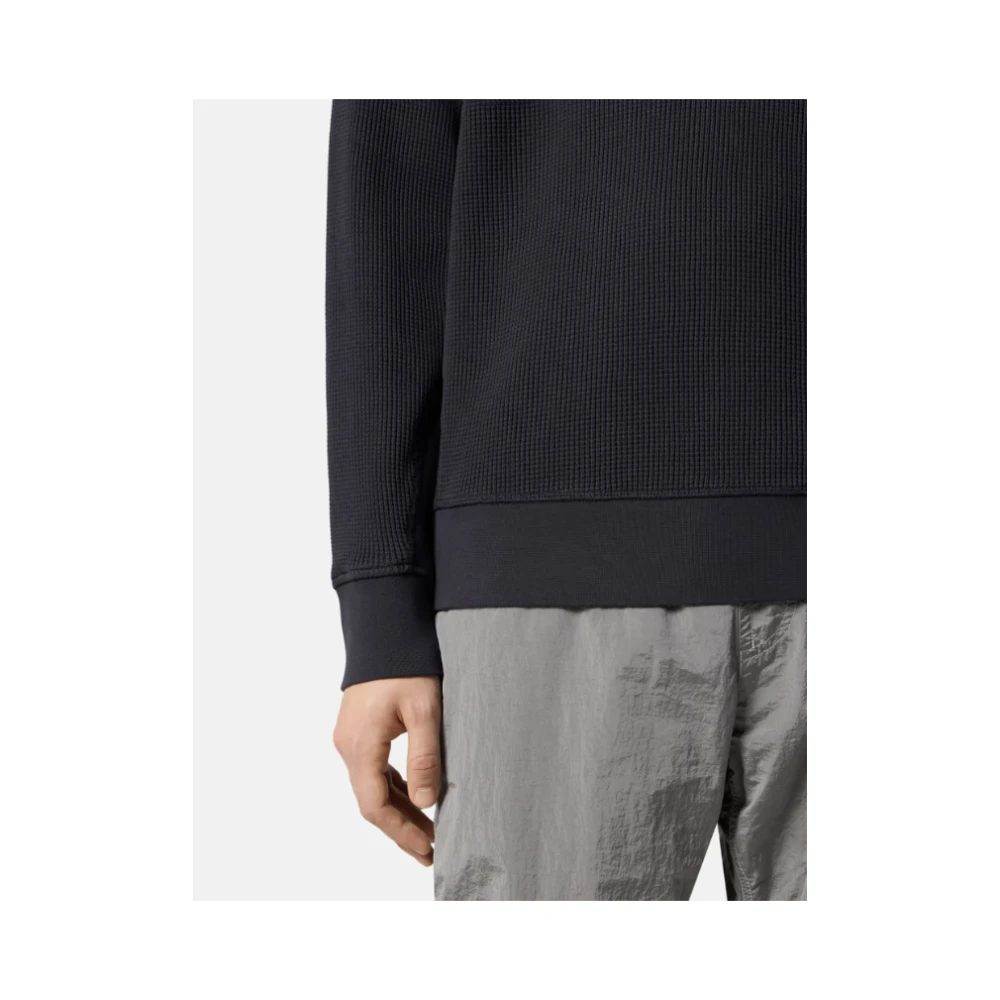 Stone Island Navy Blue Crewneck Waffle Sweatshirt Blue Heren