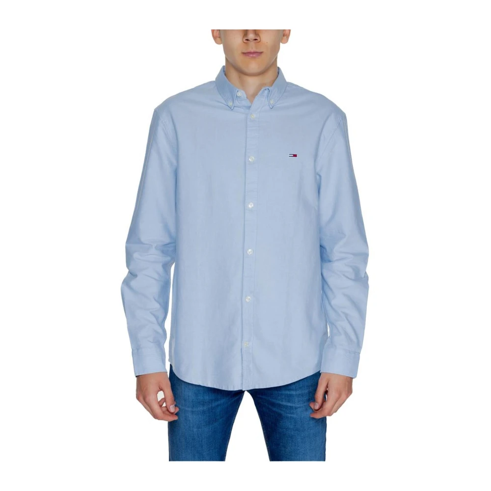 Tommy Jeans Katoenen Overhemd Lange Mouwen Blue Heren