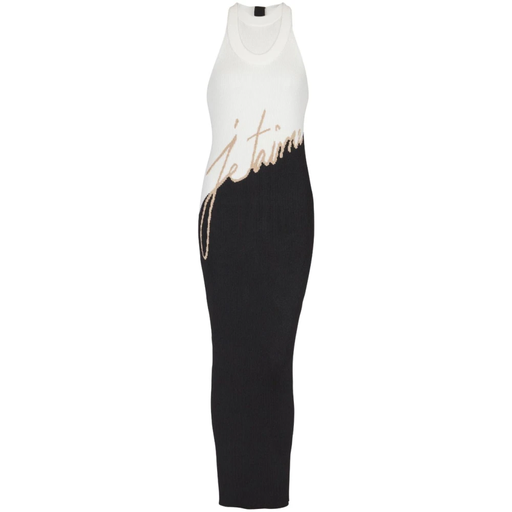 Balmain Midi-jurk met logo-intarsia White Dames