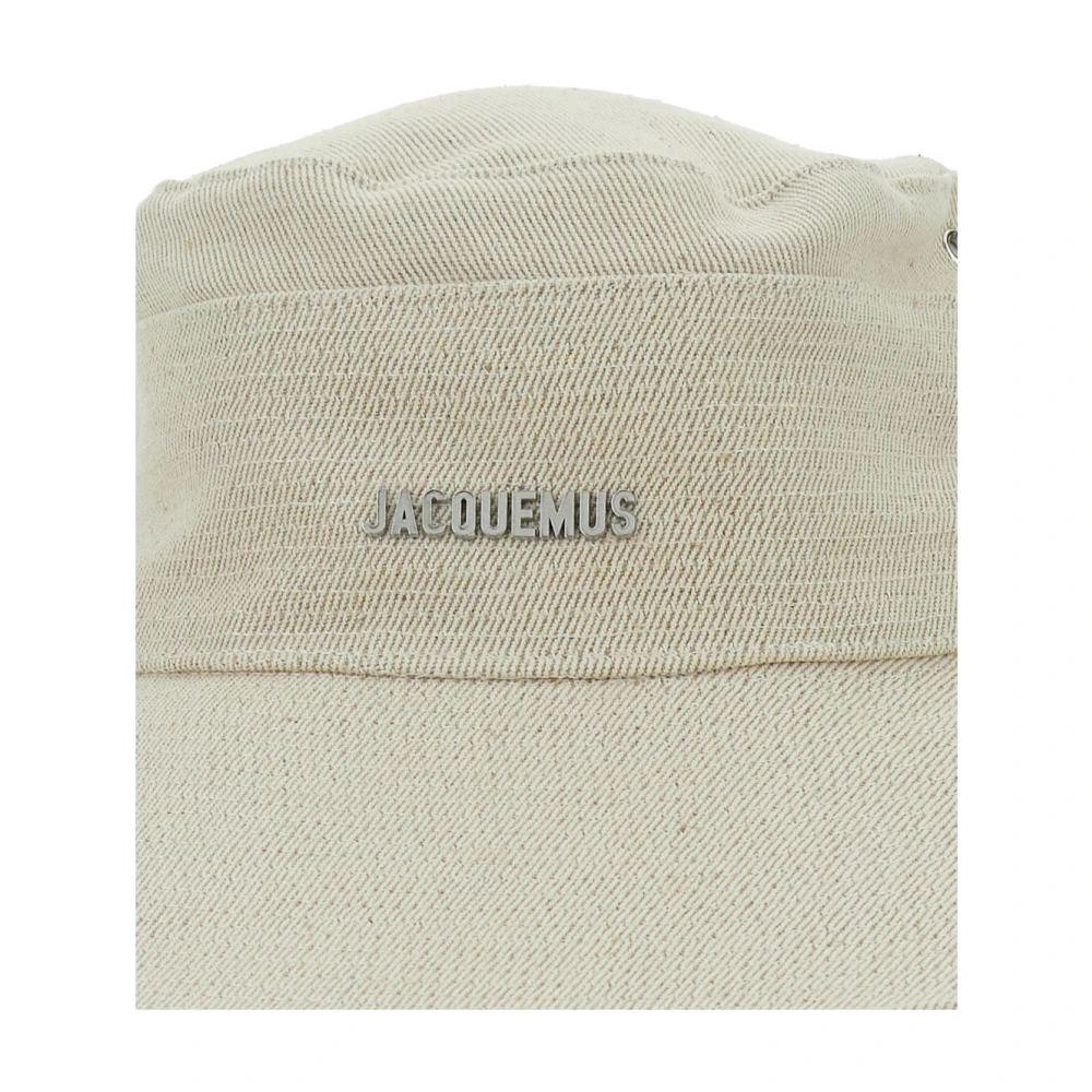 Jacquemus Witte Bucket Hat met Logo Lettering White Heren