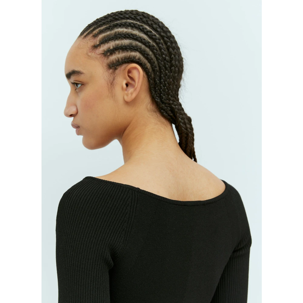 Diesel Ribgebreide Crop Top met Logo Black Dames