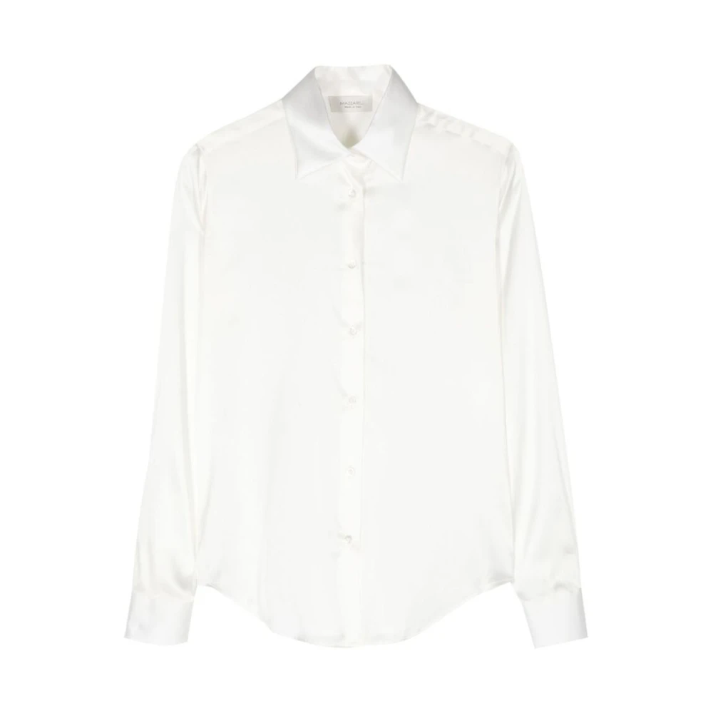 Mazzarelli Ivory Silk Satin Skjorta White, Dam