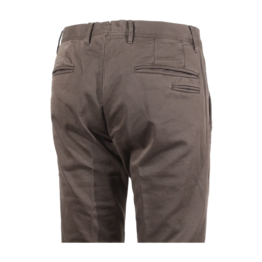 Incotex Donkerbruine Broek Rits Sluiting Katoen Brown Heren
