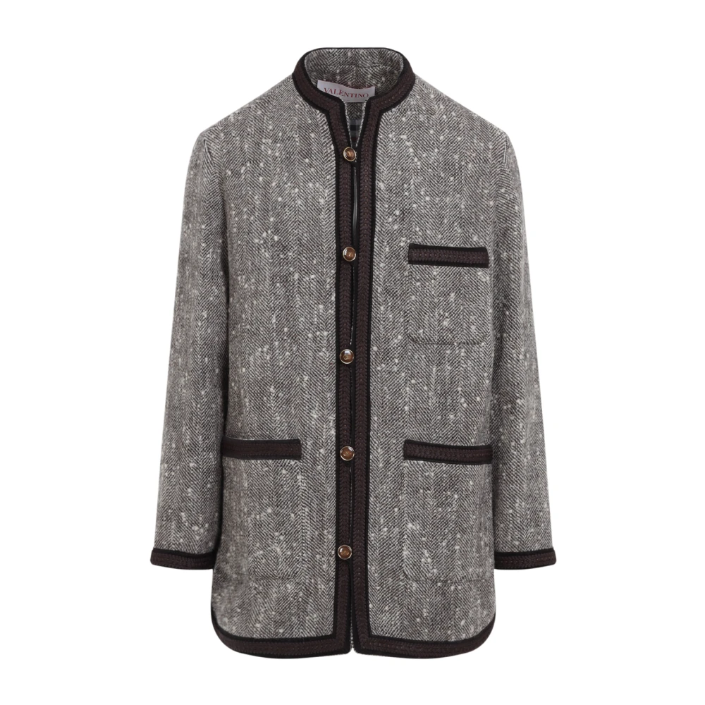 Valentino Bruine Wollen Jas Gray Heren