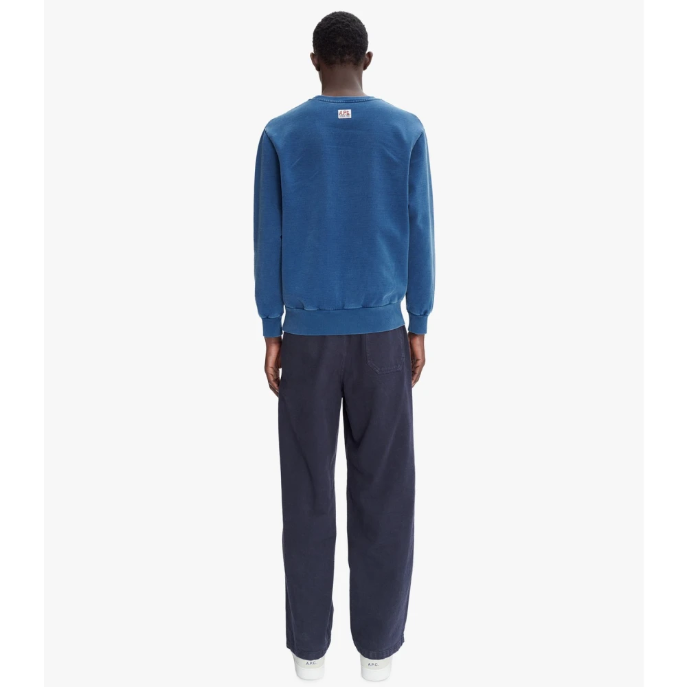 A.p.c. Navy Blauwe Biologisch Katoen Boxy Sweatshirt Blue Heren