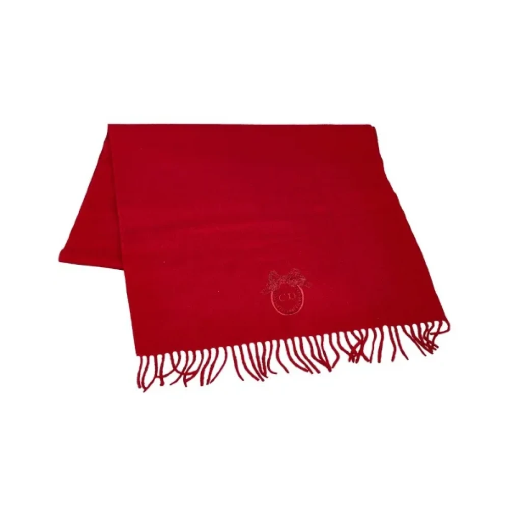 Dior Vintage Pre-owned Wool scarves Red Dames